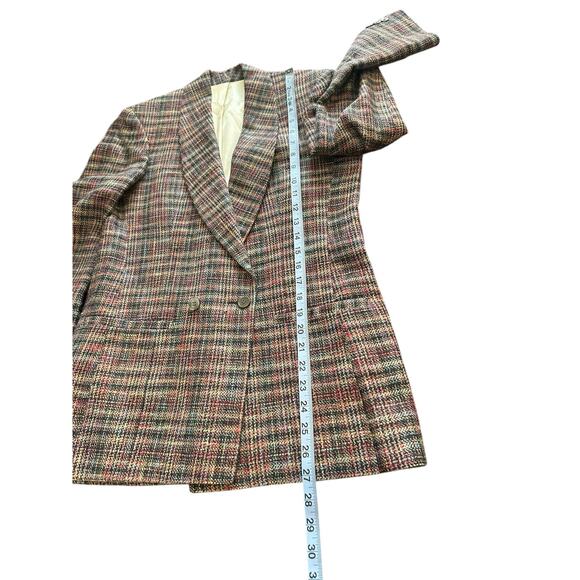 Vintage Plaid Light Academia Preppy Office Work Career Silk Blazer Size 4 - Picture 13 of 13